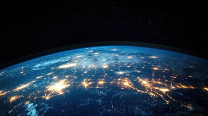 Fototapeta premium Planet earth showing night city lights from space for earth day