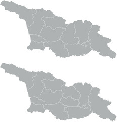 Obraz premium Vector map of Georgia in gray with white borders of administrative regions. Minimalist political subdivision map.