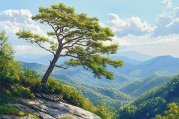 Obraz premium Tree Mountains at Newfound Gap in the Smoky Mountains National Park