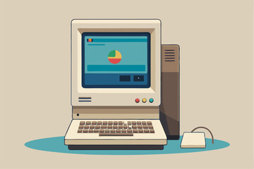 Modern and clean vector illustration of a computer, ideal for technology-themed designs, websites, apps, infographics, presentations, online education, 