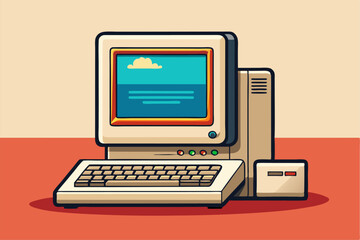 Modern and clean vector illustration of a computer, ideal for technology-themed designs, websites, apps, infographics, presentations, online education, 