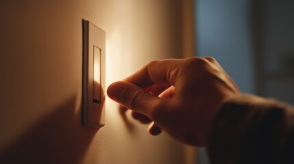 Electrician replacing light switch in living room. Featuring focus and safety