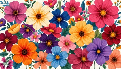 Abstract Floral Collage Illustrate an abstract collage where different flower types blend together, showcasing various colors and forms.