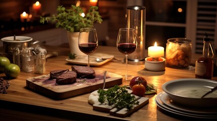merlot steak and wine