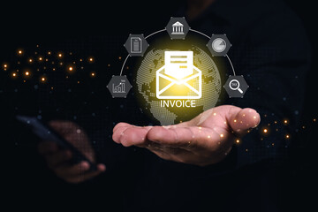 Invoice management system showcase business environment digital content modern office interactive viewpoint efficiency concept