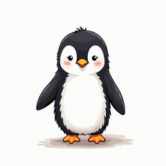 Fototapeta premium Cute cartoon penguin smiling happily isolated on a light background 