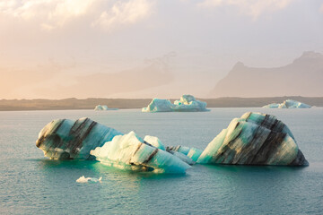 Beautiful landscape of the icebergs in the Glacier Lagoon,  Iceland