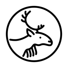 reindeer head outline icon. reindeer side view black line illustration.