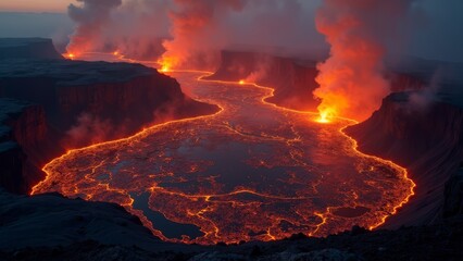 The volcanic wonder of rushing lava