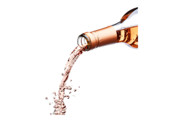Pouring rose wine at a dinner party in a bar isolated on transparent background
