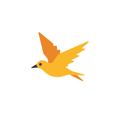 Obraz premium Yellow-bird-in-flight-with-orange-wing_and_tail