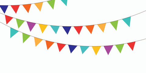 Fototapeta premium Carnival garland with flags. Decorative colorful party pennants for birthday celebration, festival and fair decoration. modern eps10.