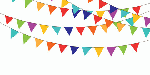 Carnival garland with flags. Decorative colorful party pennants for birthday celebration, festival and fair decoration. modern eps10.
