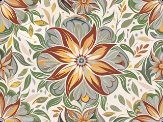 seamless pattern with flowers and leaves, floral pattern for textile design and digital papers, seamless background with green leaves, seamless floral pattern