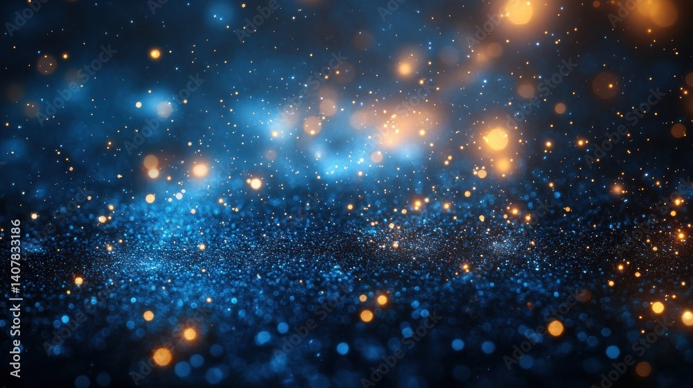 Poster abstract blurred bokeh lights on dark blue background festive christmas and new year holiday templat