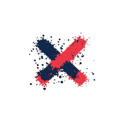Abstract Red and Blue X Mark, Paint Splatter Design Element