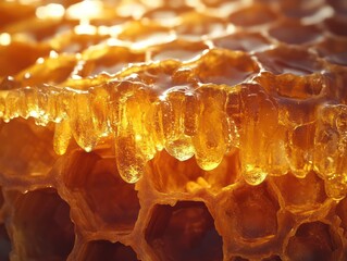 Golden honeycomb closeup