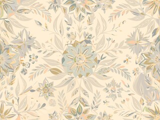 Obraz premium seamless pattern with flowers and leaves, floral pattern for textile design and digital papers, seamless background with green leaves, seamless floral pattern, seamless pattern with leaves