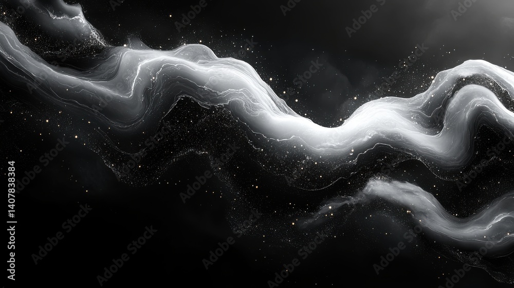 Aufkleber abstract grainy noise texture monochrome black and white abstract liquid flow marble wave gradient background super wide website headers banners retro classic poster designs,stock image