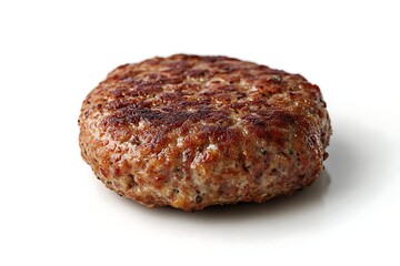 A meat patty, on a white background