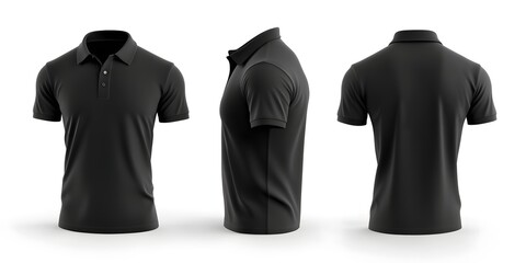 Black Polo Shirt Mockup: Three Views for Design Presentation