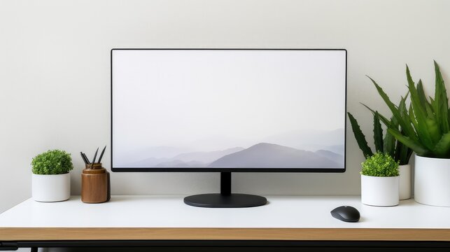minimalist pc monitor on desk