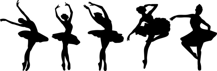 set of ballerina silhouettes vector