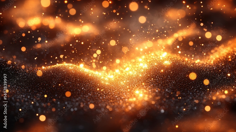 Poster abstract luxury gold background with bokeh light with star glitter and circle blinking with copy space for design about ads and content for merry christmas and happy new year ,stock photo