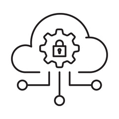 Cloud Security Gear Editable Stroke Icon