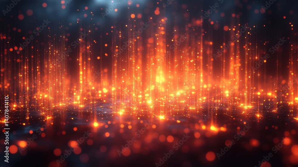 Leinwandbilder abstract tech network data connections with orange blue glowing dots lines artificial intelligence neural network machine learning cloud computing digital transformation strategies,photo stock