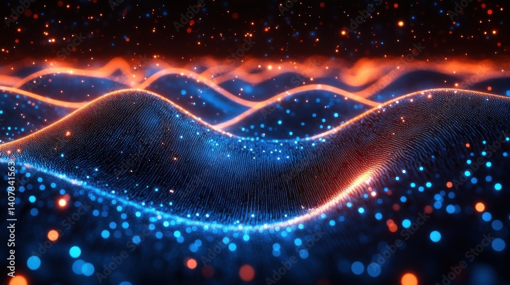 Poster abstract technology big data background digital data flow motion transfer and storage of data sets blockchain technology server infrastructure and high speed internet connectivity