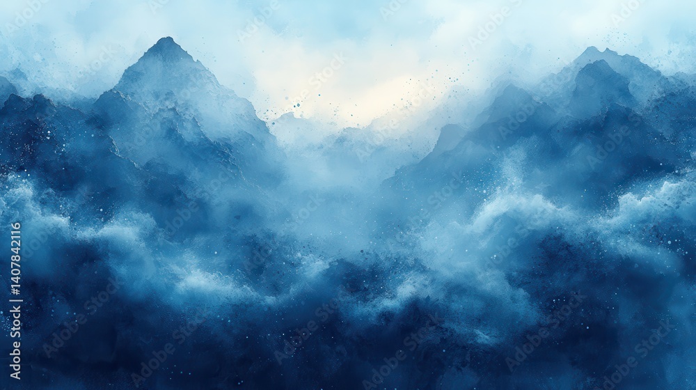 Aufkleber abstract watercolor paint background by gradient deep blue color with liquid fluid grunge texture fo
