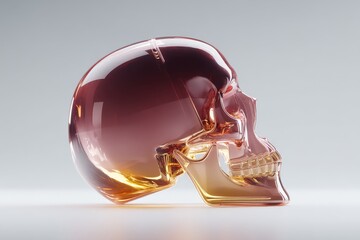 Fototapeta premium Unique crystal skull sculpture with gradient hues showcased against a neutral background