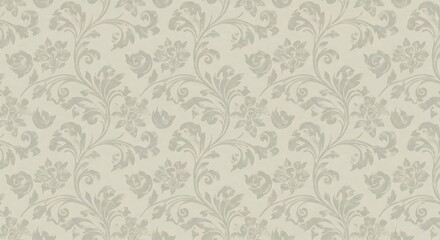 Elegant Floral Damask: Soft Beige Textile Pattern AI Generated