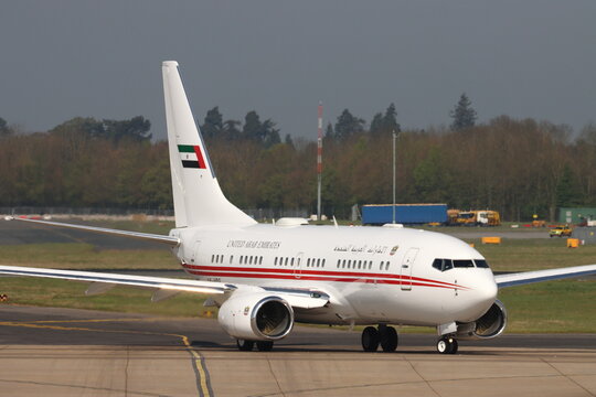 A6-HRS, Dubai Royal Air Wing, Boeing 737-700 BBJ, departing London Stansted Airport, Essex, UK on 12th April 2025
