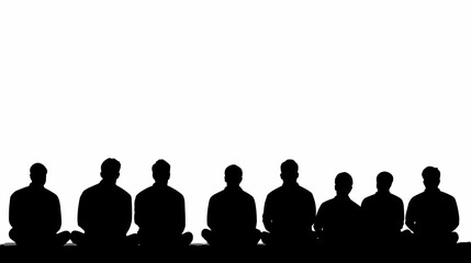 Obraz premium Silhouetted group of men sitting in prayer formation