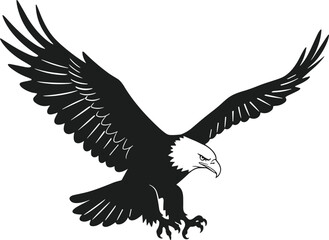 Bald Eagle Attack Silhouette Vector – Fierce American Predator in Flight
