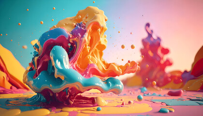 Obraz premium Summer Dreams, Colorful Abstract Fluid Movement
