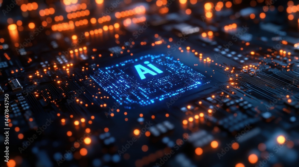 Poster ai technology on black background futuristic dark artificial intelligence with text ai blue glowing hologram and empty space,stock photo