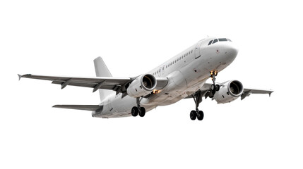 Soaring Sky: A modern passenger airplane gracefully takes flight against a background, showcasing the sleek lines and power of aviation in a dynamic, inspiring image.