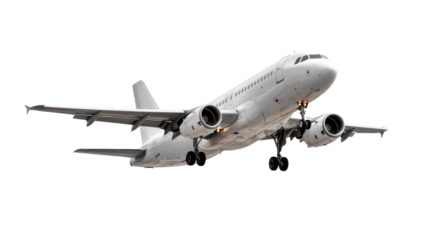 Soaring Sky: A modern passenger airplane gracefully takes flight against a background, showcasing the sleek lines and power of aviation in a dynamic, inspiring image.