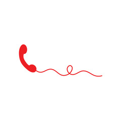 Cartoon old telephone with wire. Retro telephone receiver. Telephone icon. Vector illustration 