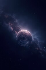 Obraz premium Cosmic action over a planetary landscape galactic space digital artwork nighttime abstract imagery