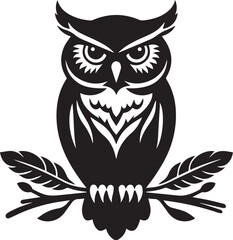 owl silhouette vector. black and white