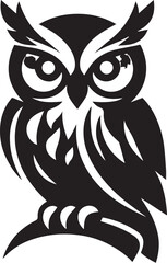 owl silhouette vector. black and white