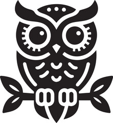 owl silhouette vector. black and white