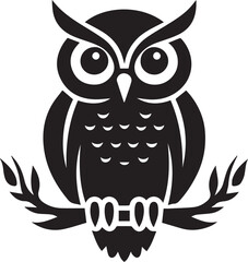 owl silhouette vector. black and white