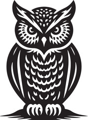 owl silhouette vector. black and white
