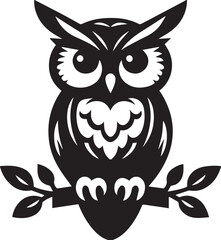 owl silhouette vector. black and white