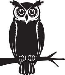 owl silhouette vector. black and white